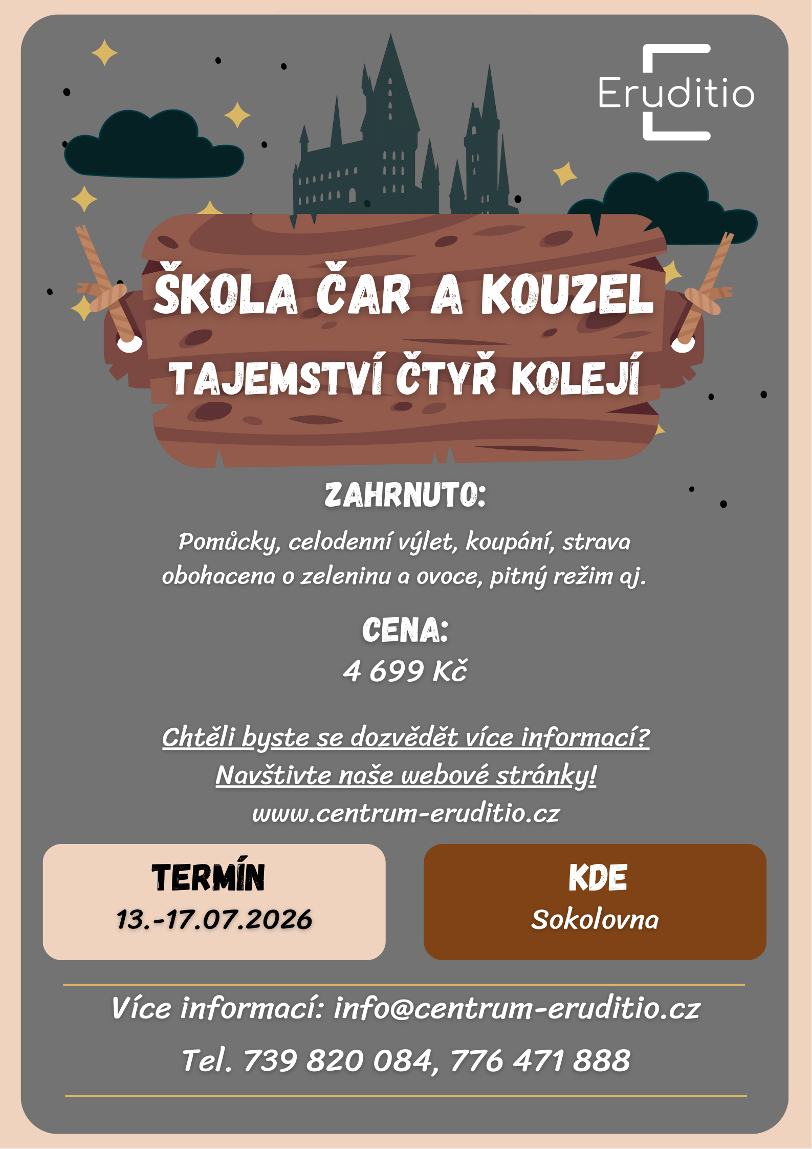 Tábor - plakát Hostivice Harry Potter a tajemství čtyř kolejí